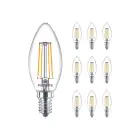 Lot 10x Philips MASTER Value LED Bougie E14 Filament Claire 3.4W 470lm - 927 | Meilleur rendu des couleurs - Dimmable – Équivalent 40W