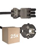 Voordeelpak 25x Noxion GST-Compatibel Voedingskabel - Vrouwlijk + Schuko Europlug - Zwart 1.5m - 3 pole 0.75mm2